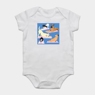 Yoga Dogs Denim Blue and Pink Baby Bodysuit